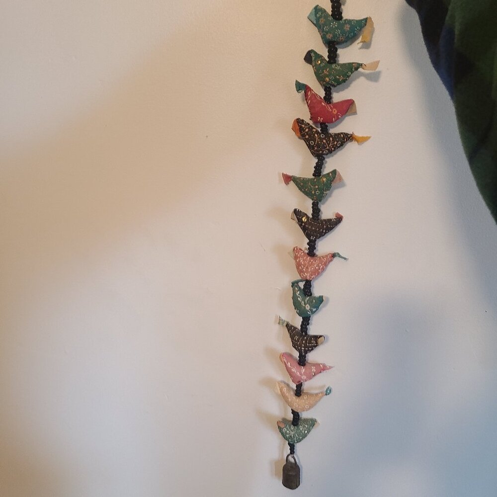 VTG Hanging Chicken & Beads With Bell Farmhouse Home Porch Decor 26.5"